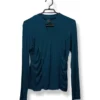 Polera Acanalada con Frunces, Verde IO – Talla M