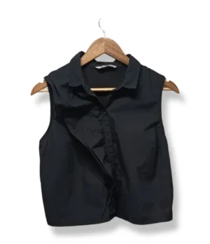 Blusa Negra Crop sin Mangas – IO – Talla M