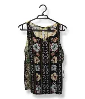 Blusa Floral Bicolor sin Mangas – IO – Talla M