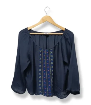 Blusa Azul Boho con Bordado – Doo Australia – Talla M