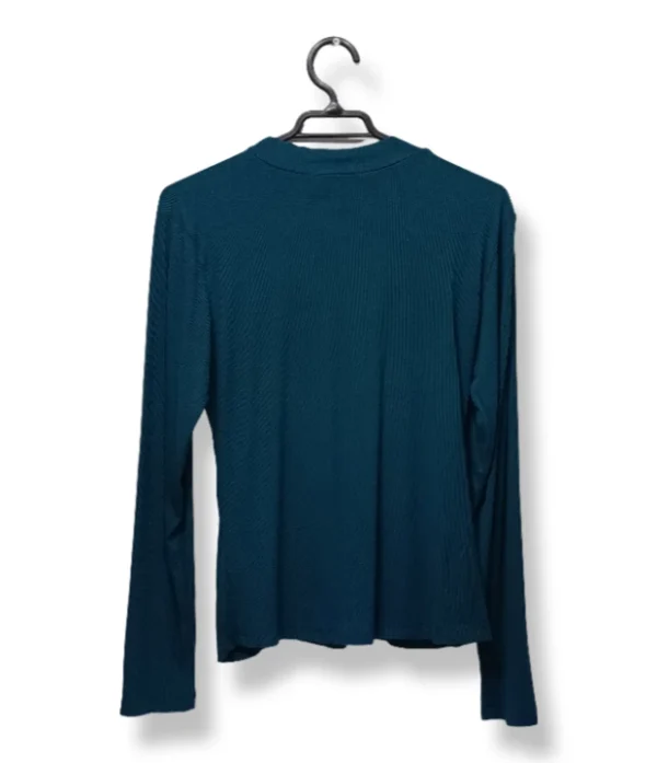 Polera Acanalada con Frunces, Verde IO – Talla M