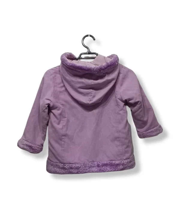 Parka lila con chiporro y bordado floral – Abrigo suave y abrigador para niña