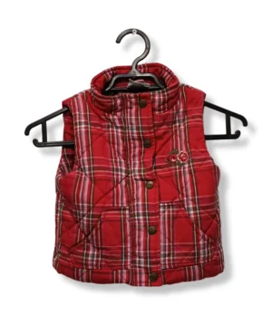 Parka sin mangas a cuadros rojos – talla 4-5 años