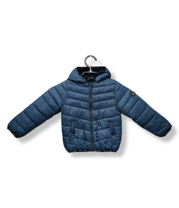 Parka celeste oscuro con gorro – Talla 2-3 años