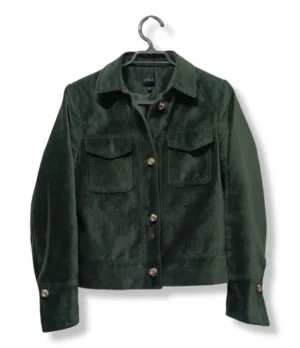 pixelcut-export-1751251280070 Chaqueta de Pana Verde Oscuro Liola – Elegancia Atemporal, Talla 38