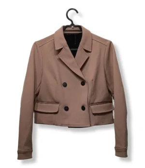 Chaqueta Corta Zara Basic – Rosa pálido con Doble Botonadura, Talla M