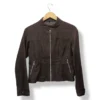 1000014546 (16) Chaqueta corta de mezclilla café, talla S