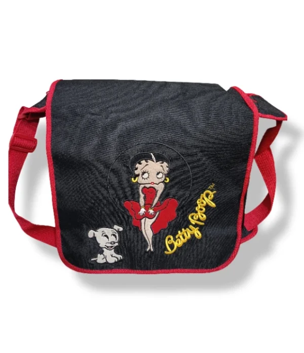 Bandolera Grande  Betty Boop negra con bordados y ribetes rojos