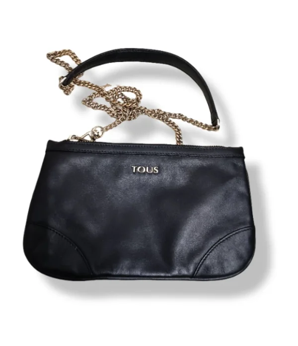 pixelcut-export-1752547321062 Cartera Tous negra con cadena dorada