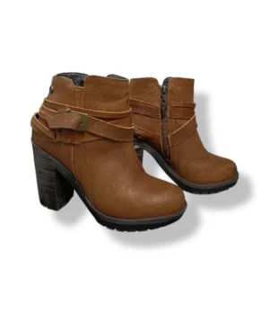 Botines de Cuero Café con Taco Grueso – EXS – Talla 35