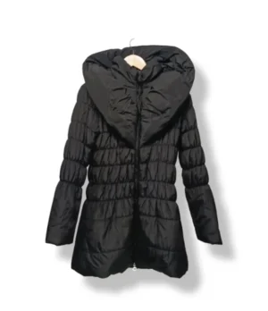 Parka acolchada negra con capucha Made in Italy Talla M