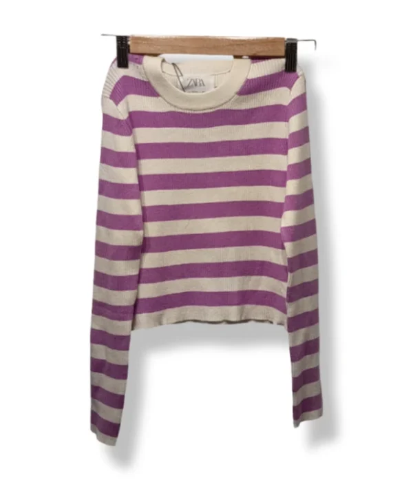 pixelcut-export-1754059560258 Sweater rayado lila Zara niña - Talla 13-14 años
