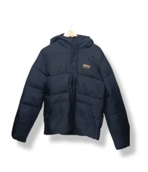 Parka puffer de pluma azul marino Hollister – Talla L