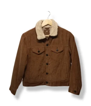 pixelcut-export-1754284769496 Chaqueta trucker café de cotelé con chiporro GAP Kids – Talla L niño