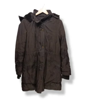 Parka larga café oscuro con chiporro Cosima  – Talla L