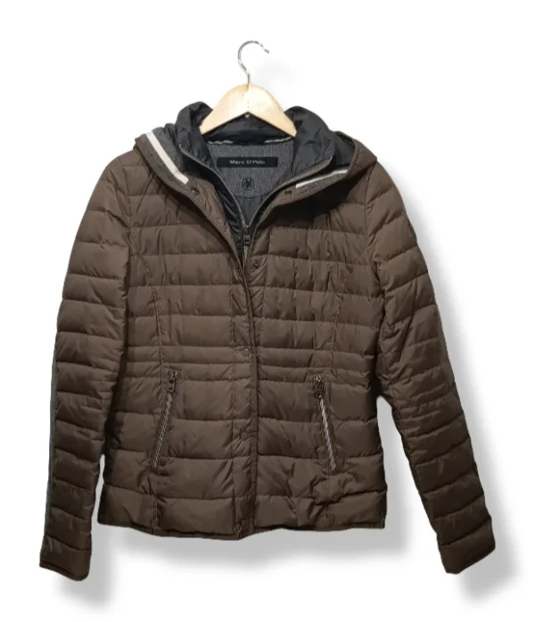 Parka de pluma acolchada café con gorro Marc O’Polo – Talla M