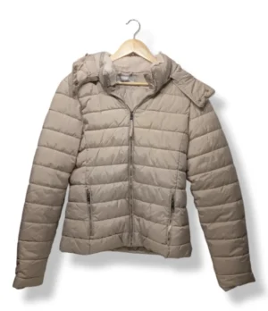 Parka acolchada beige con gorro de piel Alcott – Talla M/L