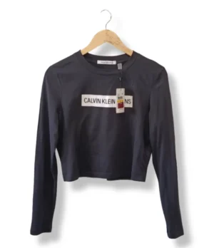 Polera manga larga negra Calvin Klein Jeans – Talla M (Nueva)