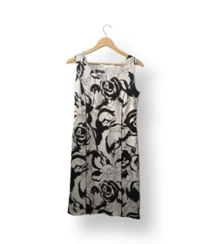 Vestido blanco y negro floral Authentique – Talla 36