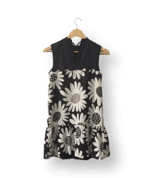 Vestido negro con margaritas Victoria Beckham-Talla XS