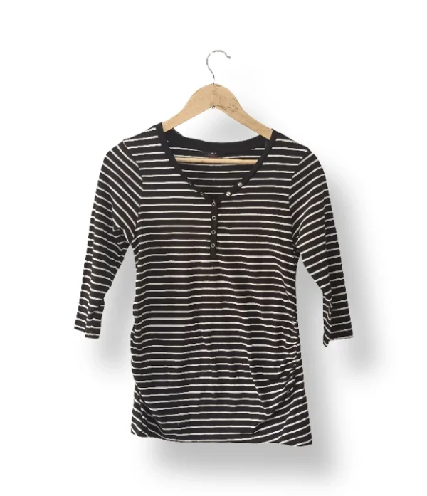 Polera rayada negra y blanca e-via – Talla 38