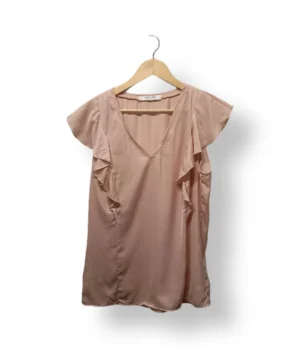 Blusa rosa con volantes Promod – Talla L