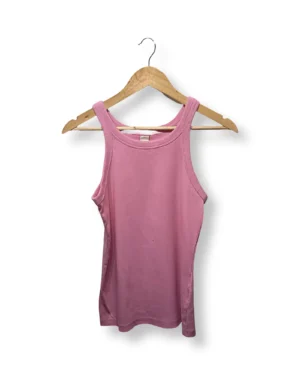 Polera Rib Sin Mangas Rosada – Talla L