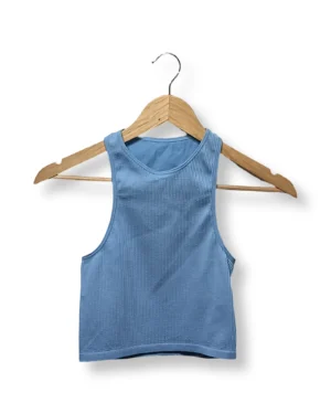 Polera Crop Rib Celeste sin Marca – Talla S