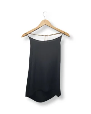 Blusa negra Zebra con cadenas doradas, talla S